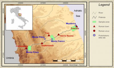 Important protohistoric centers and the Roman towns in the valley.