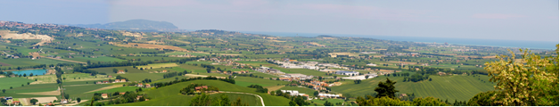 View on the lower Potenza valley and the Adriatic sea